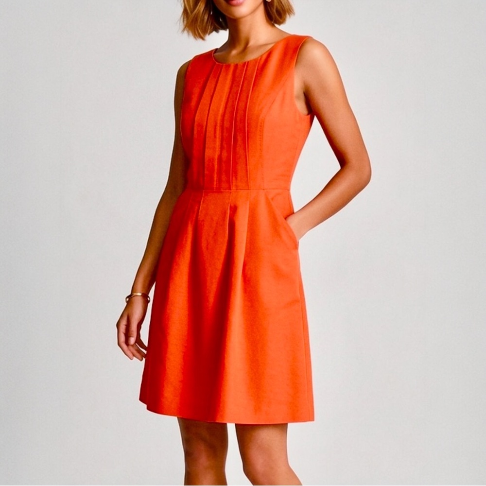 REISS Fabiola Vibrant Poppy Orange Fit & Flare Dress Size 8 Excellent Condition